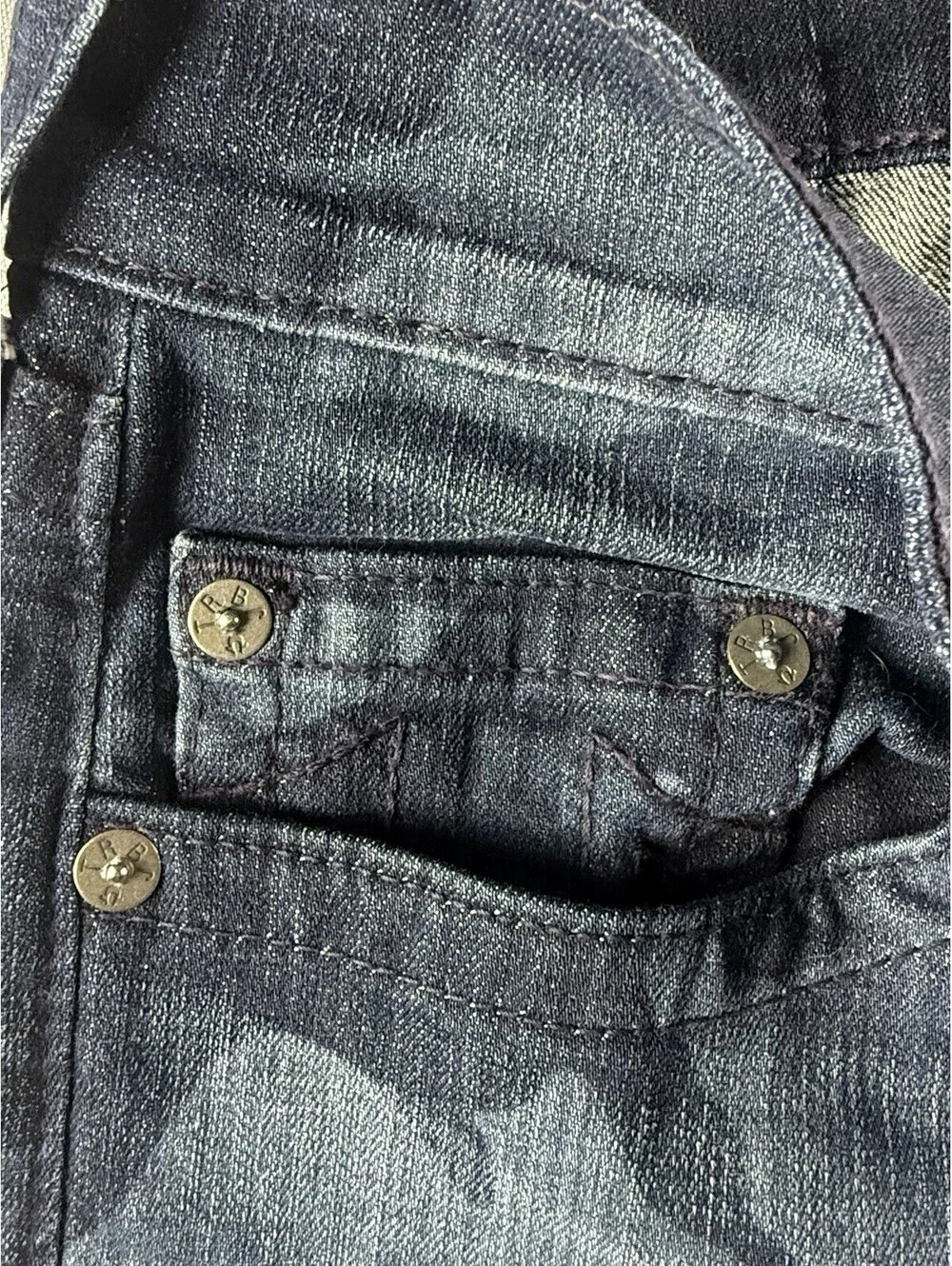 True Religion Bobby Camo Jeans Mens 36 Made USA Blue Straight Stretch Denim Y2K
